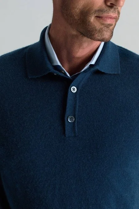 Polo Yaka Saf Kaşmir Petrol Mavisi Kazak