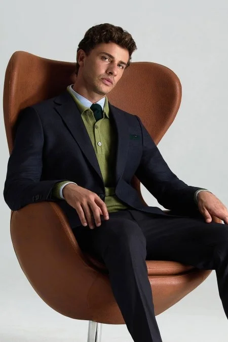 Polo Yaka Saf Kaşmir Yeşil Kazak