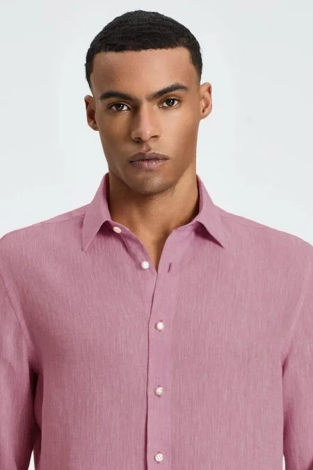 Pudra Saf Keten Spor Gömlek