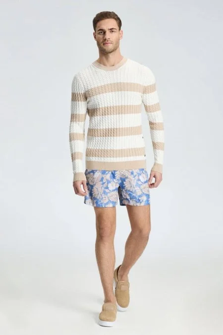 Saç Örgü Desen Krem Rengi Beyaz İnce Yazlık Triko