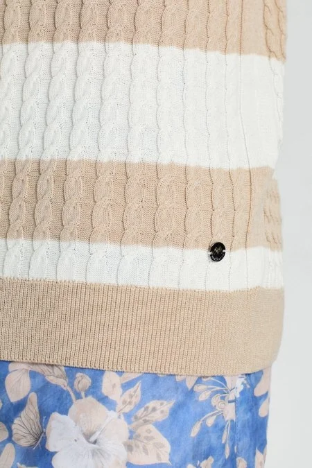 Saç Örgü Desen Krem Rengi Beyaz İnce Yazlık Triko