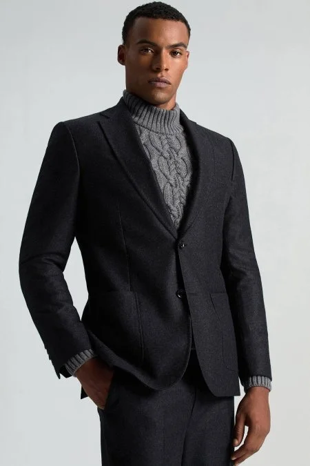 Saf Kaşmir Antrasit Blazer Ceket