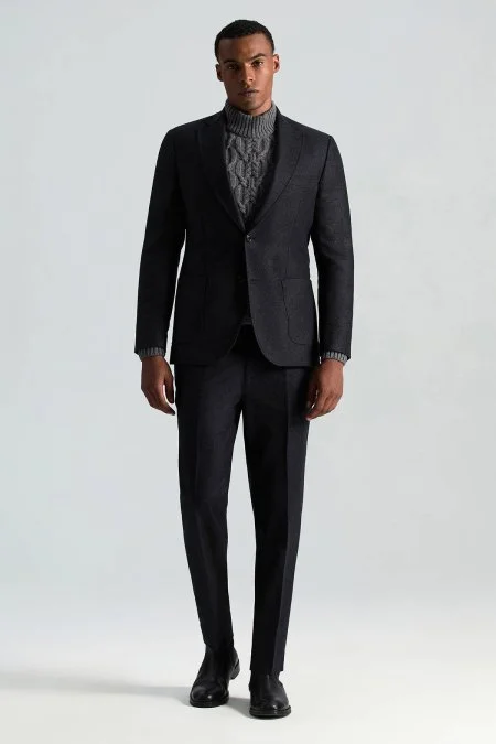 Saf Kaşmir Antrasit Chino Flanel Pantolon