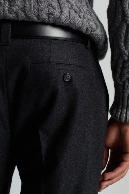 Saf Kaşmir Antrasit Chino Flanel Pantolon