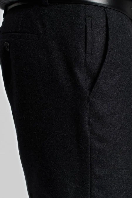 Saf Kaşmir Antrasit Chino Flanel Pantolon