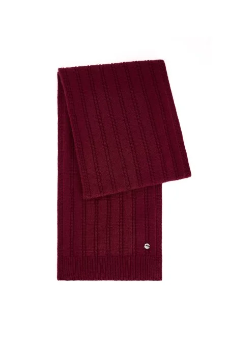 Saf Kaşmir Örgü Desenli Bordo Atkı