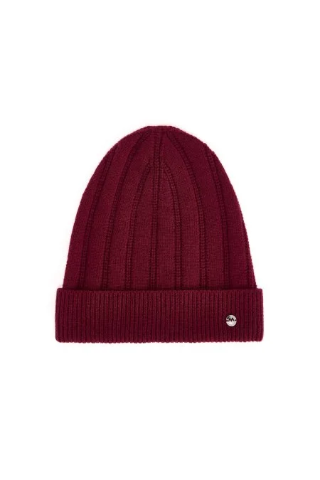 Saf Kaşmir Örgü Desenli Bordo Bere