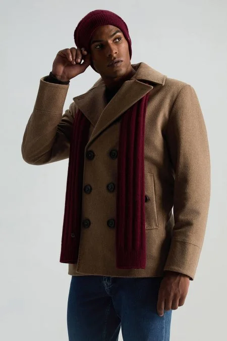 Saf Kaşmir Örgü Desenli Bordo Bere