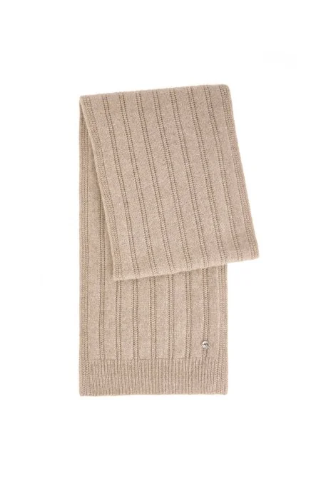 Saf Kaşmir Örgü Desenli Camel Atkı