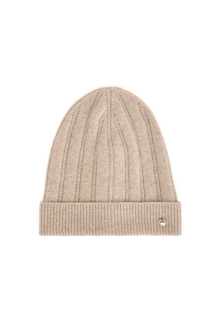 Saf Kaşmir Örgü Desenli Camel Bere