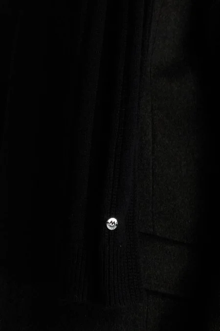 Saf Kaşmir Örgü Desenli Siyah Atkı