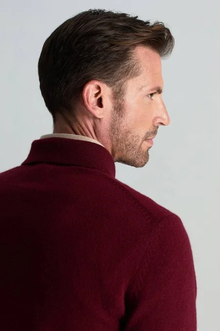 Polo Yaka Saf Kaşmir Bordo Kazak