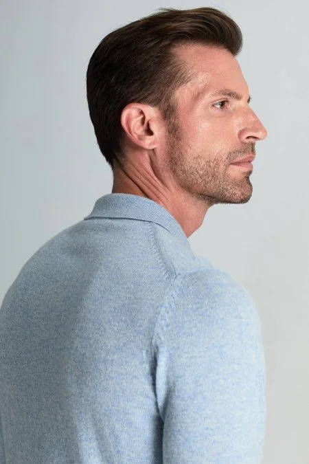 Polo Yaka Saf Kaşmir Gök Mavisi Kazak