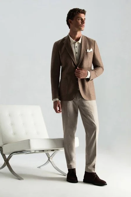 Saf Kaşmir Tütün Rengi Blazer Ceket