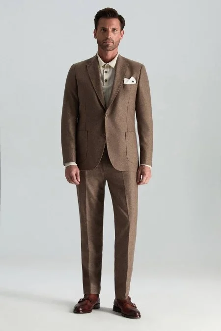 Saf Kaşmir Tütün Rengi Blazer Ceket