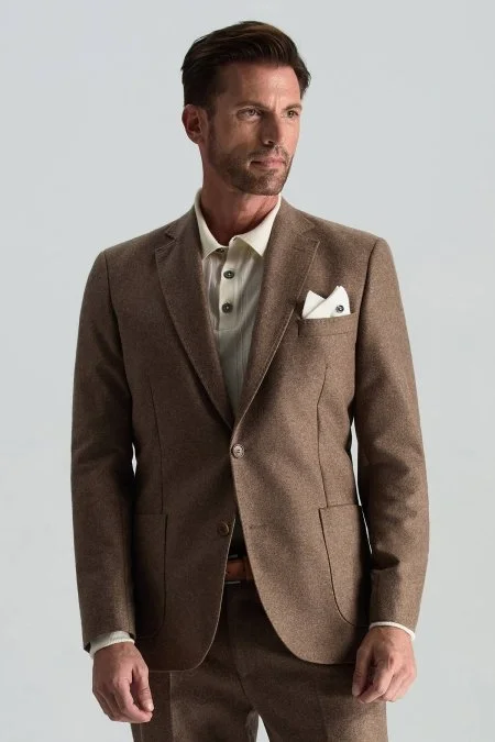 Saf Kaşmir Tütün Rengi Blazer Ceket Saf Kaşmir Tütün Rengi Blazer Ceket