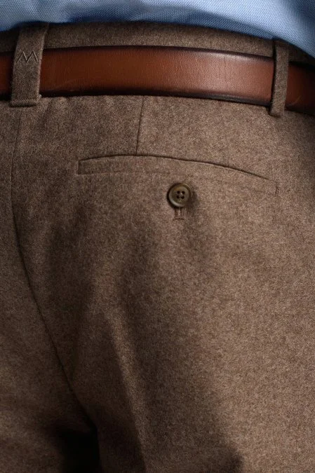 Saf Kaşmir Tütün Rengi Chino Flanel Pantolon