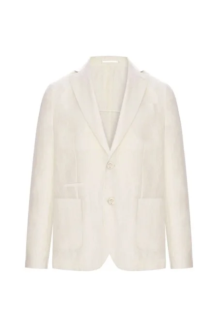 Saf Keten Kırık Beyaz Yazlık Blazer Ceket
