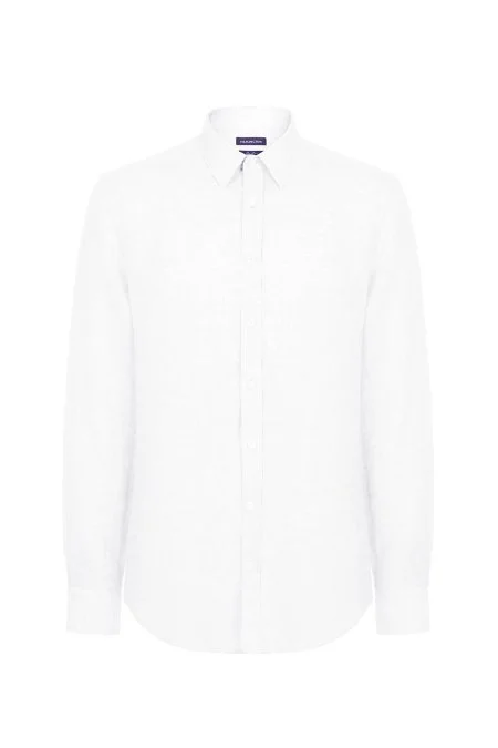 Beyaz Saf Keten Spor Gömlek