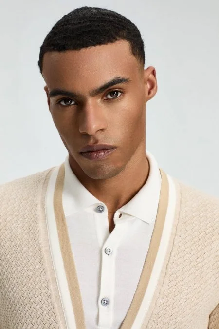 Saf Pamuk Açık Bej Triko Hırka