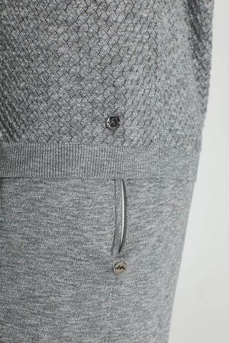 Saf Pamuk Açık Gri Triko Hırka