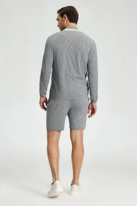 Saf Pamuk Açık Gri Triko Hırka