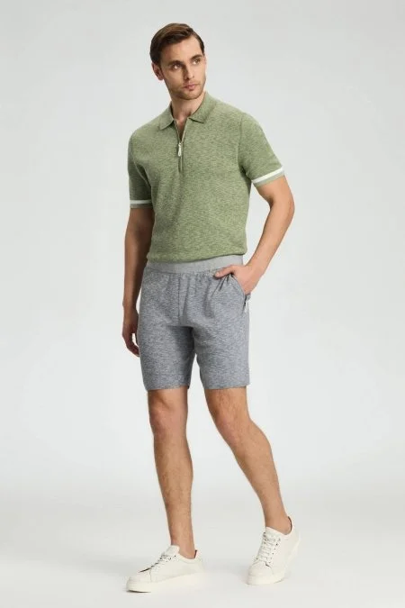 Saf Pamuk Açık Gri Triko Şort