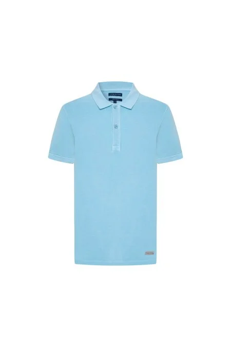 Saf Pamuk Açık Mavi Polo Yaka Çocuk T-Shirt