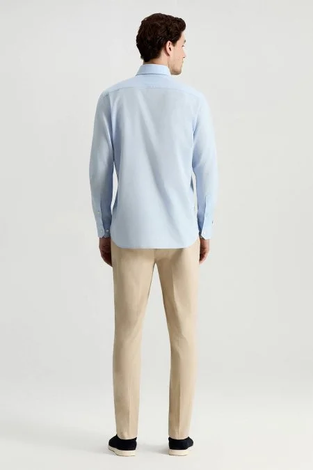 Saf Pamuk Açık Mavi Yazlık Oxford Gömlek