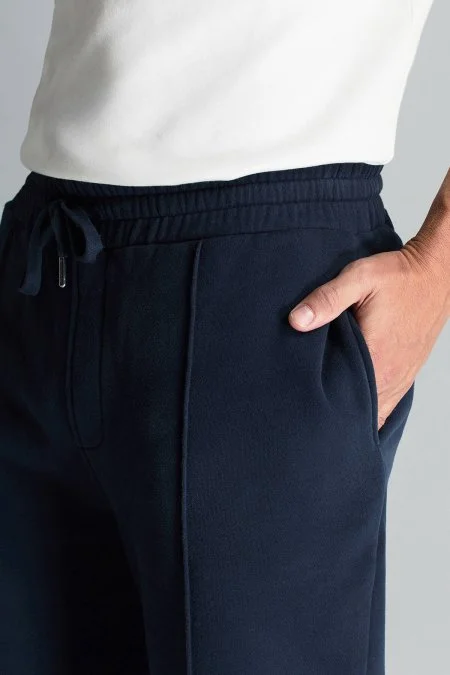 Saf Pamuk Beli Lastikli Lacivert Jogger Pantolon