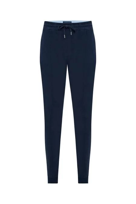 Saf Pamuk Beli Lastikli Lacivert Jogger Pantolon