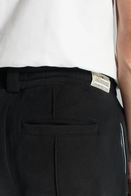 Saf Pamuk Beli Lastikli Siyah Jogger Pantolon