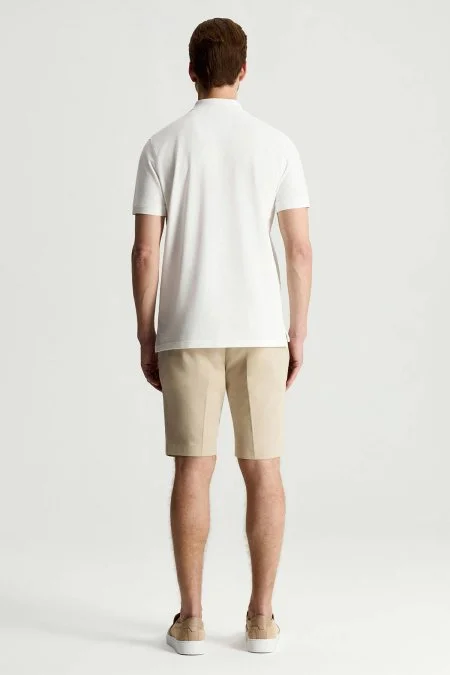 Saf Pamuk Beyaz Polo Yaka T-Shirt
