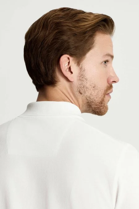 Saf Pamuk Beyaz Polo Yaka T-Shirt