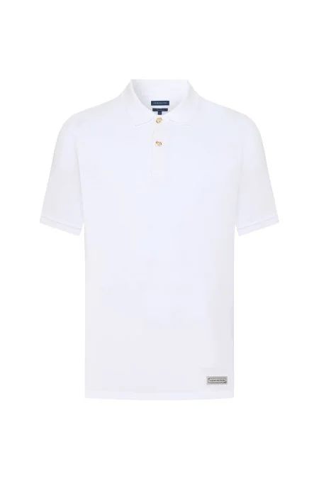 Saf Pamuk Beyaz Polo Yaka T-Shirt