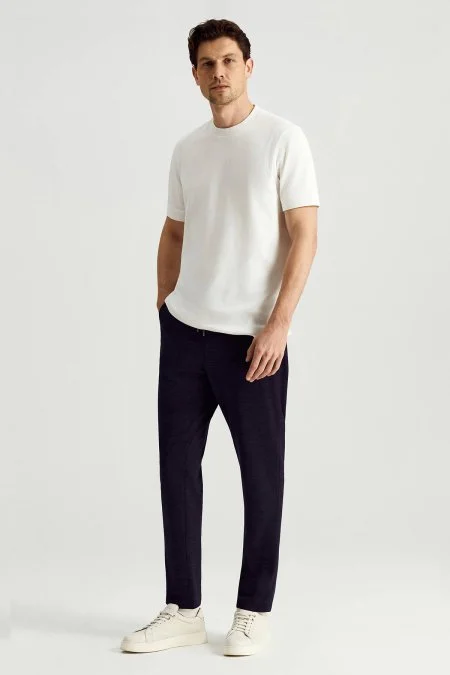 Saf Pamuk Bisiklet Yaka Beyaz Basic T-Shirt