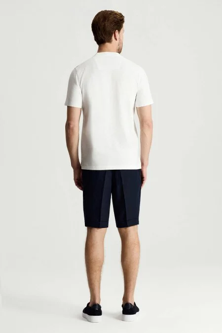 Saf Pamuk Bisiklet Yaka Beyaz T-Shirt