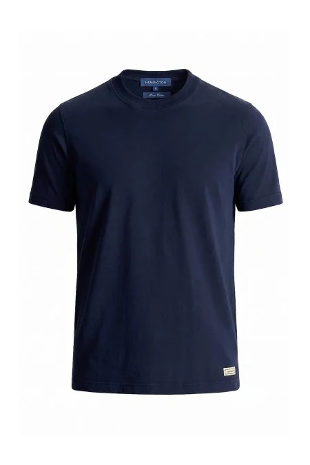 Saf Pamuk Bisiklet Yaka Lacivert T-Shirt