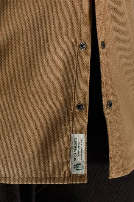 Metal Düğmeli Camel Kadife Ceket Gömlek