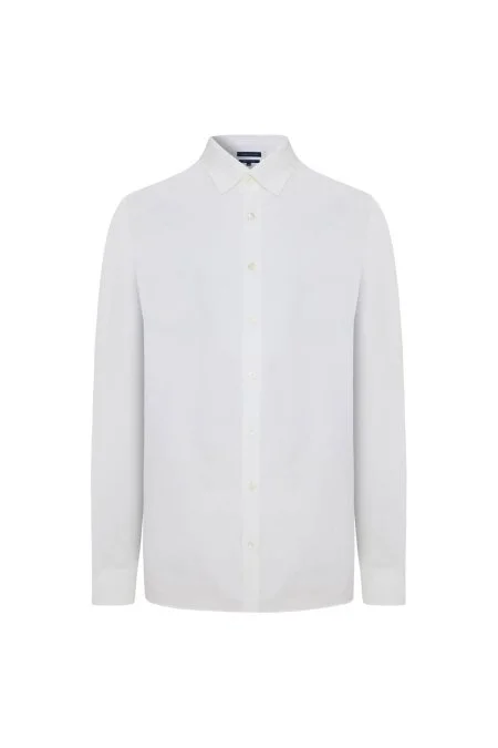 Saf Pamuk Düğmeli Beyaz Oxford Gömlek