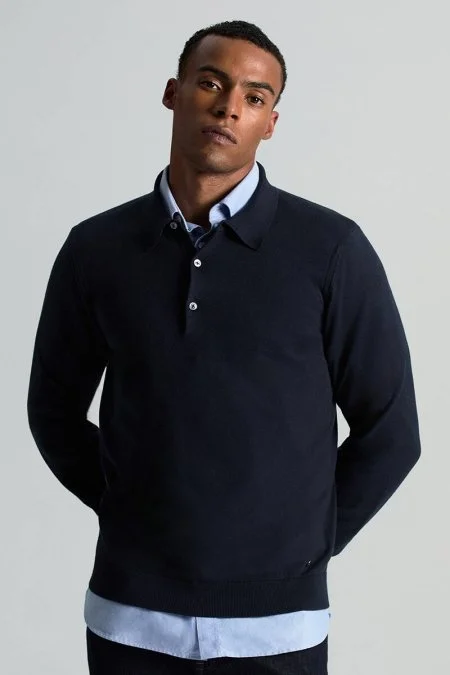 Saf Pamuk Düğmeli Orta Mavi Oxford Gömlek