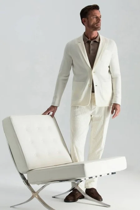 Saf Pamuk Ekru Relax Kadife Pantolon