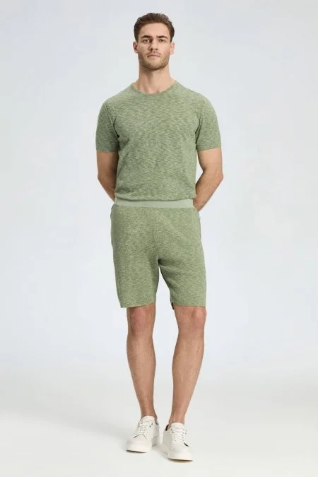 Saf Pamuk Haki Triko Şort