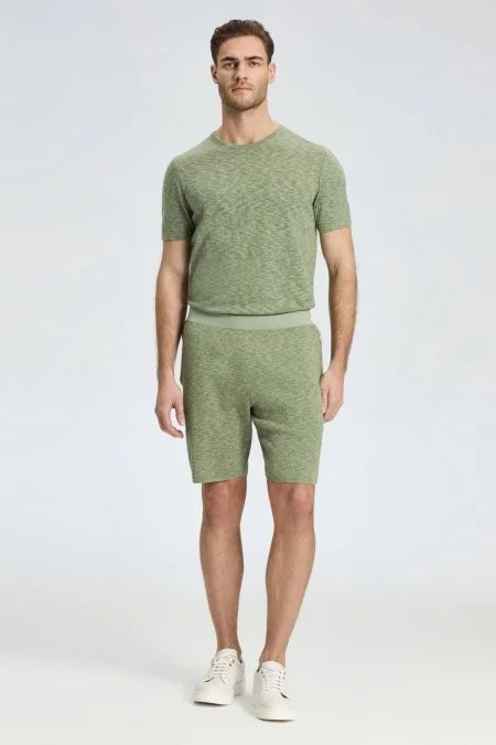 Saf Pamuk Haki Triko Şort