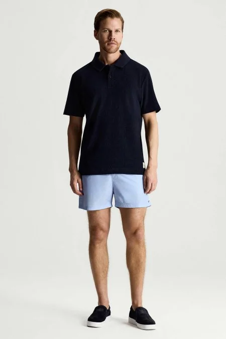 Saf Pamuk Havlu Kumaş Lacivert Polo Yaka T-Shirt