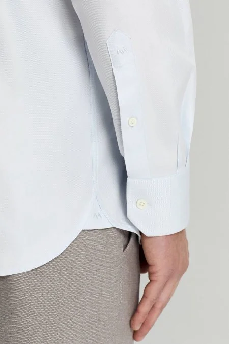 Saf Pamuk İtalyan Yaka Açık Mavi Business Gömlek