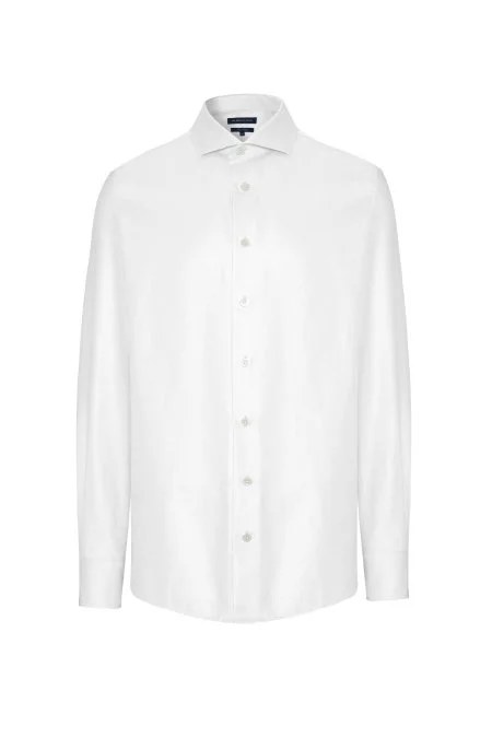 Saf Pamuk İtalyan Yaka Beyaz Business Gömlek