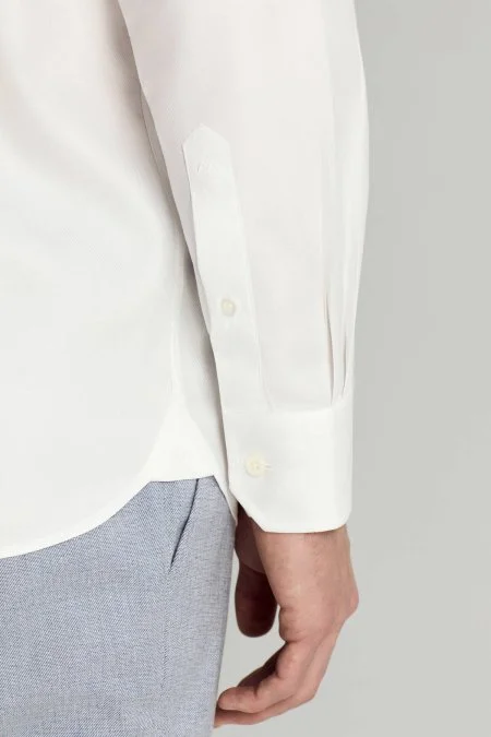 Saf Pamuk İtalyan Yaka Beyaz Business Gömlek