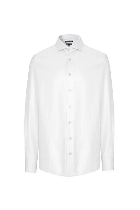 Saf Pamuk İtalyan Yaka Beyaz Business Gömlek