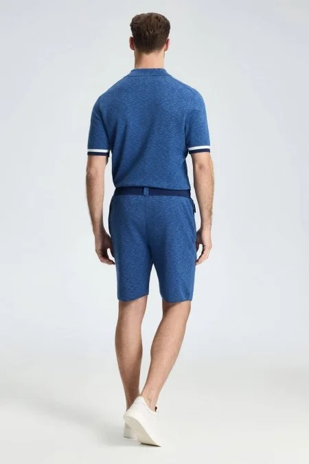 Saf Pamuk Koyu Mavi Triko Şort
